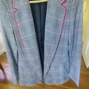 Women's Lined Plaid Blazer Size Large